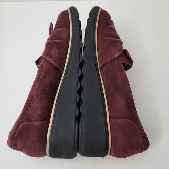 CLARKS Sharon Dasher Womens 10 Burgundy Suede Comfort Shoes Slip On Loafers - Picture 7 of 10
